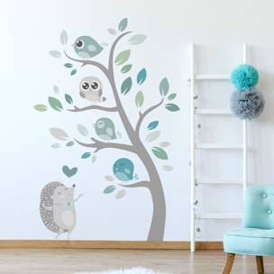 Stickers muraux | Sticker Mural Autocollant - HÉRISSON ET LES OISEAUX EN PLEINE NATURE - Stickers adhésifs