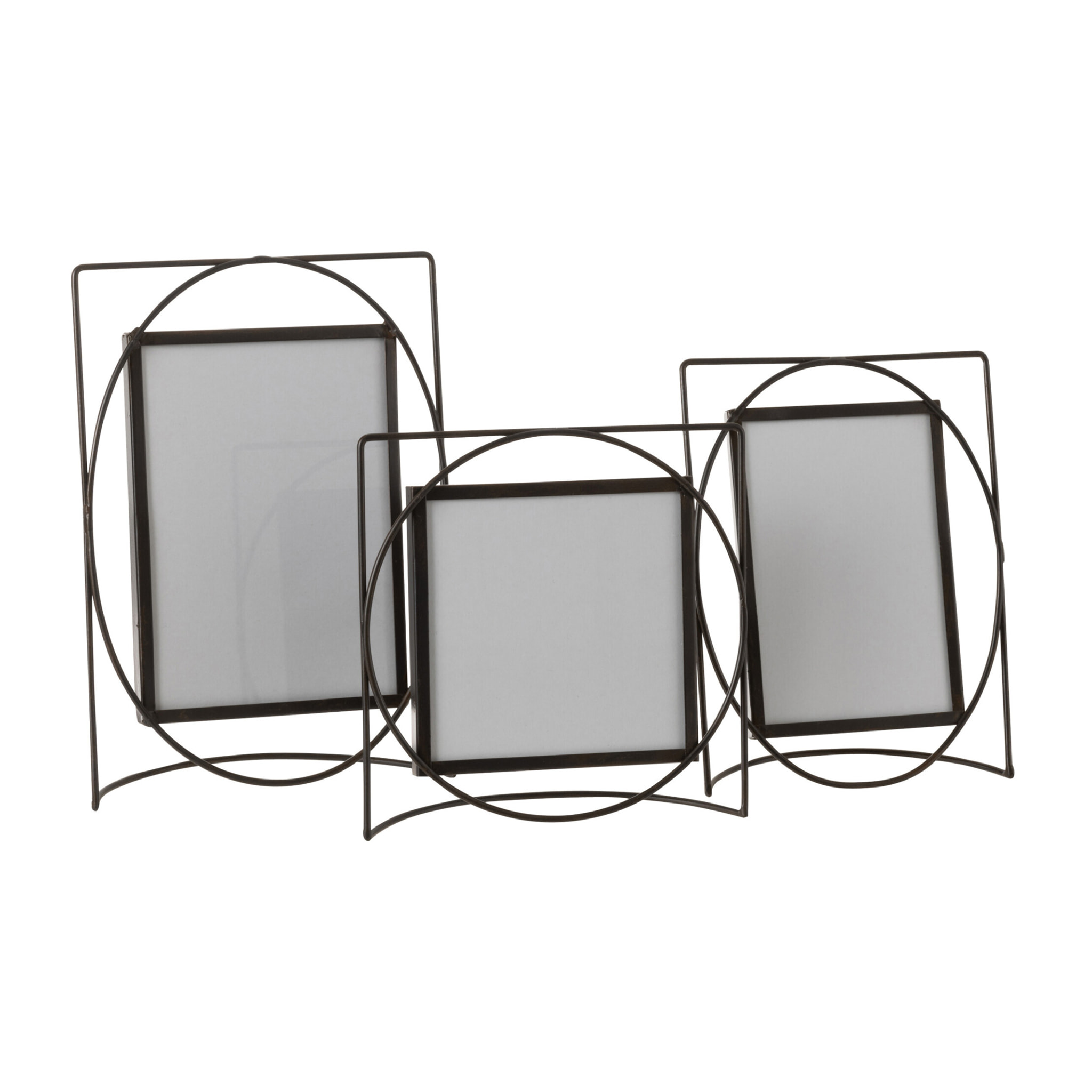 J-Line cadre photo Rectangle - métal/verre - marron foncé - large