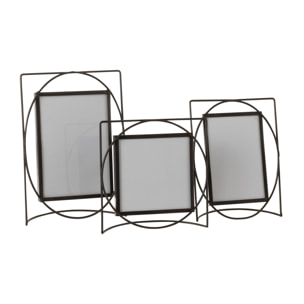 J-Line cadre photo Rectangle - métal/verre - marron foncé - large