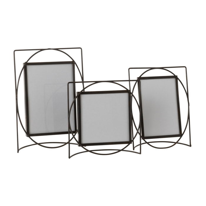 J-Line cadre photo Rectangle - métal/verre - marron foncé - large