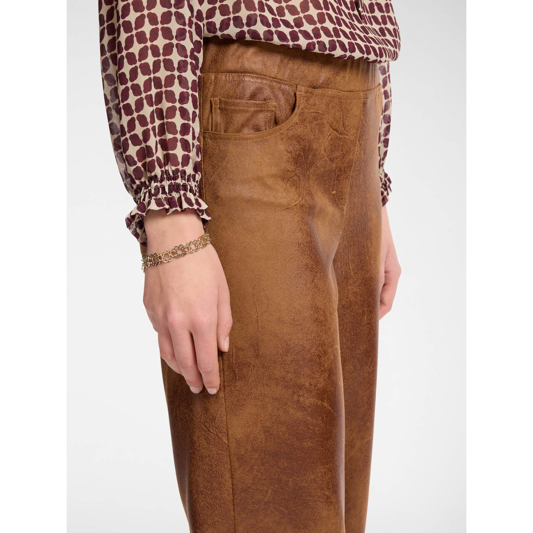 Elena Mirò - Pantaloni in tessuto effetto vintage - Marrone