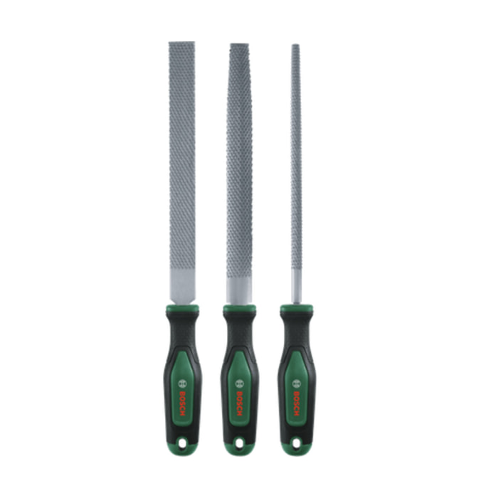 Set de 3 râpes (râpes a bois robustes plates/rondes/demi-rondes acier au carbone dur) - BOSCH - 1600A02ZB1