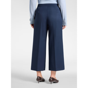 Elena Mirò - Pantaloni cropped palazzo in flanella - Blu