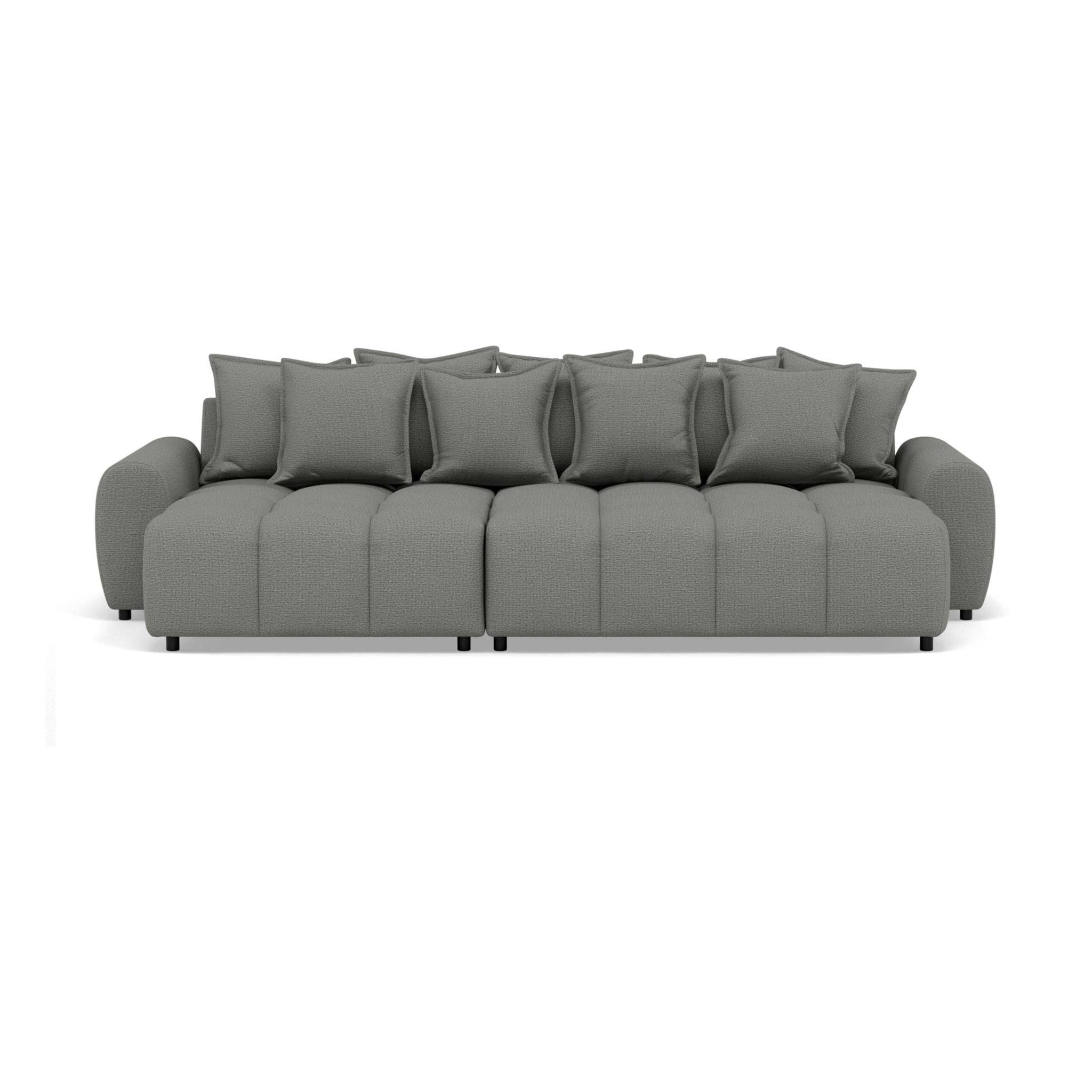 Adelaide - canapé d'angle réversible 4 places avec pouf d'appoint en tissu texturé - Gris