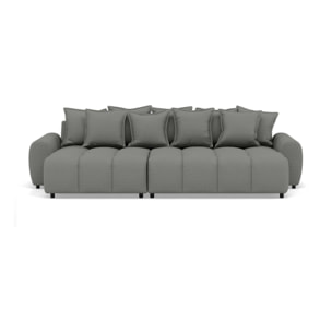 Adelaide - canapé d'angle réversible 4 places avec pouf d'appoint en tissu texturé - Gris