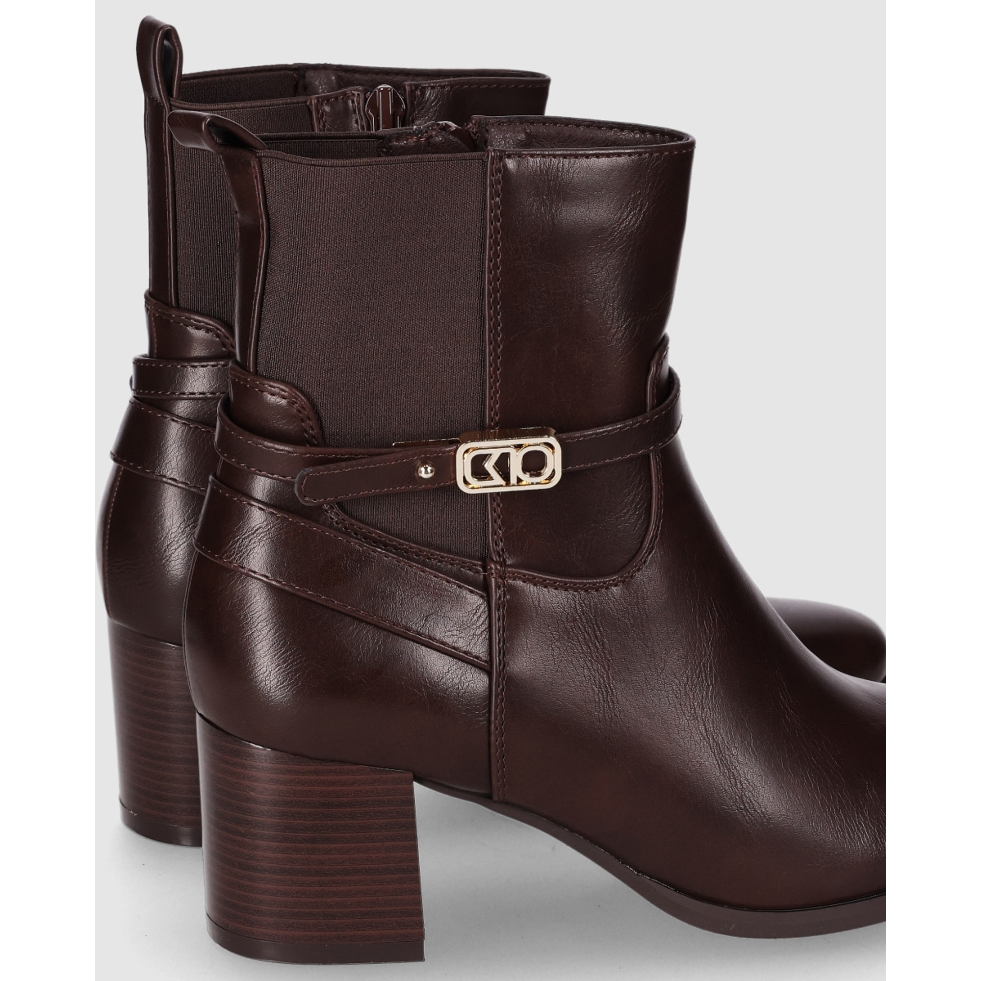 Botines de Piel Sintética - Marron - Tacón: 6 cm