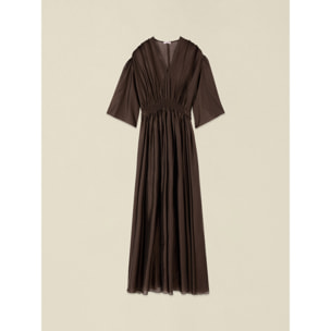 Oltre - Vestito lungo misto lyocell - Marrone