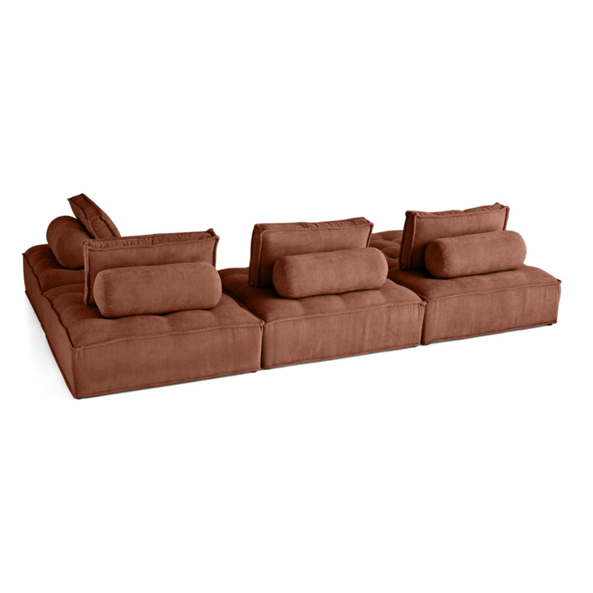 Marisol - canapé panoramique modulable 7 places - velours texturé - Terracotta