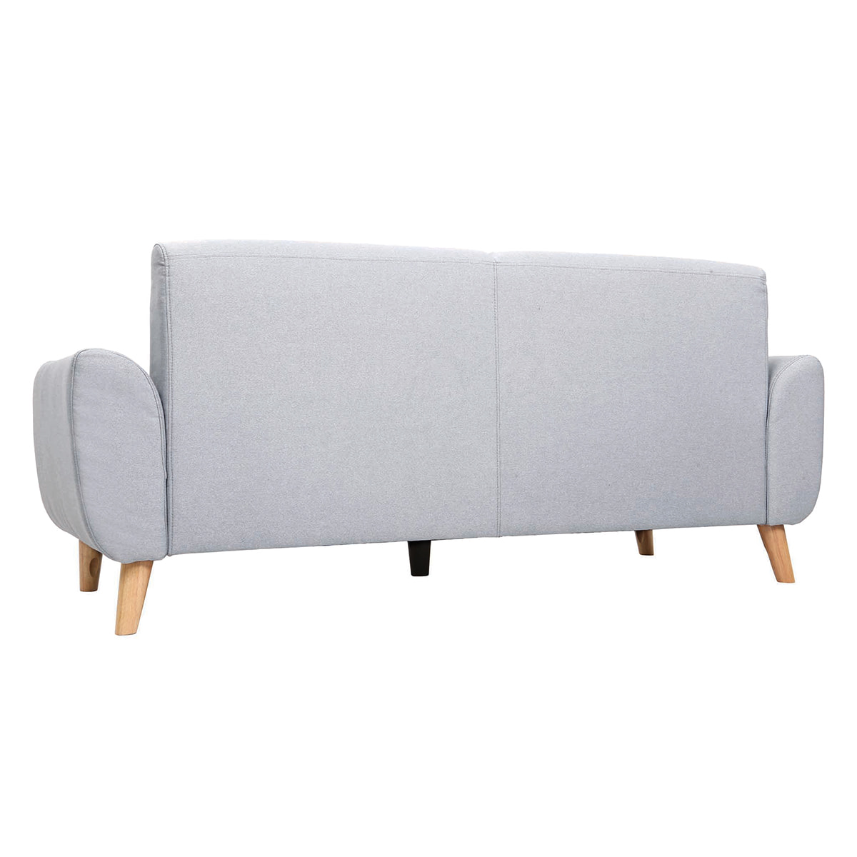 Canapé scandinave 3 places en tissu gris clair et bois clair EKTOR