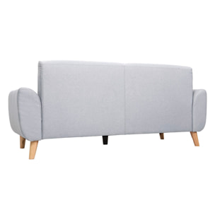 Canapé scandinave 3 places en tissu gris clair et bois clair EKTOR