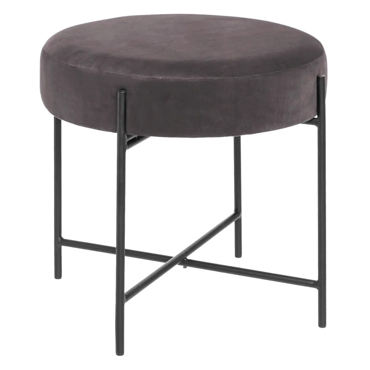 Tabouret "Arty" gris en velours