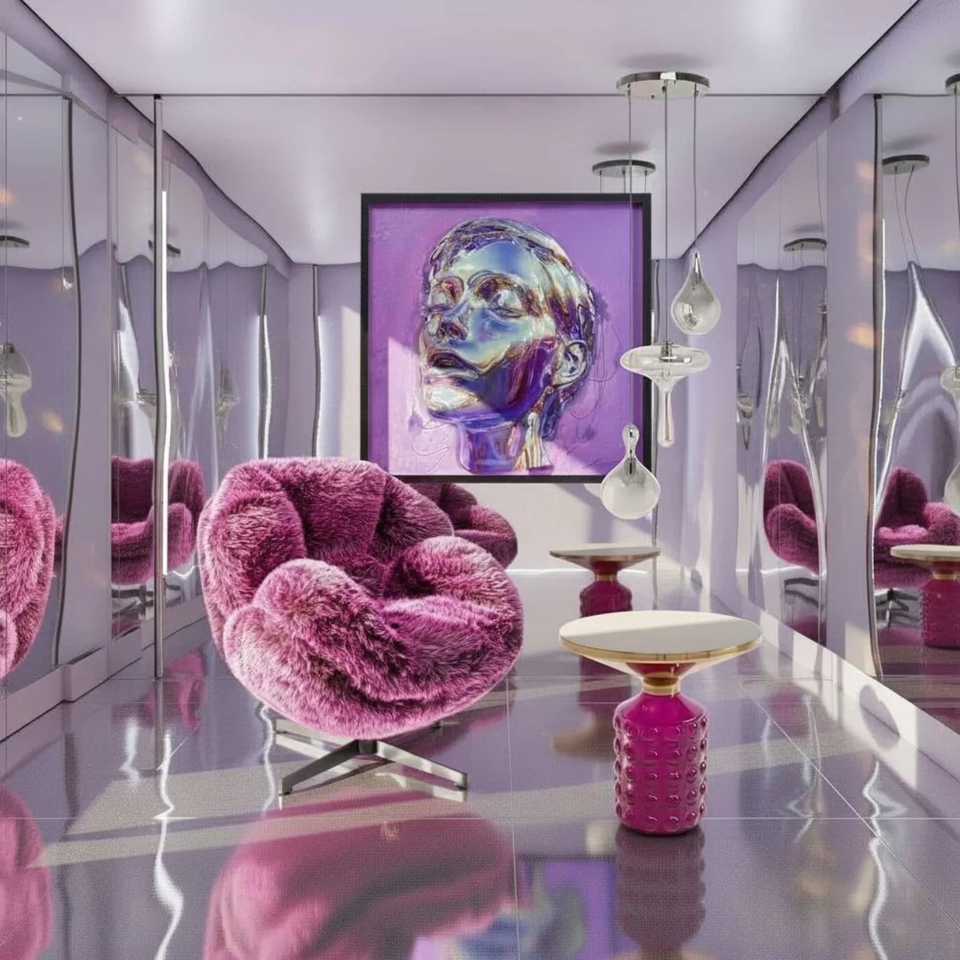 Fauteuil pivotant Cutie violet Kare Design
