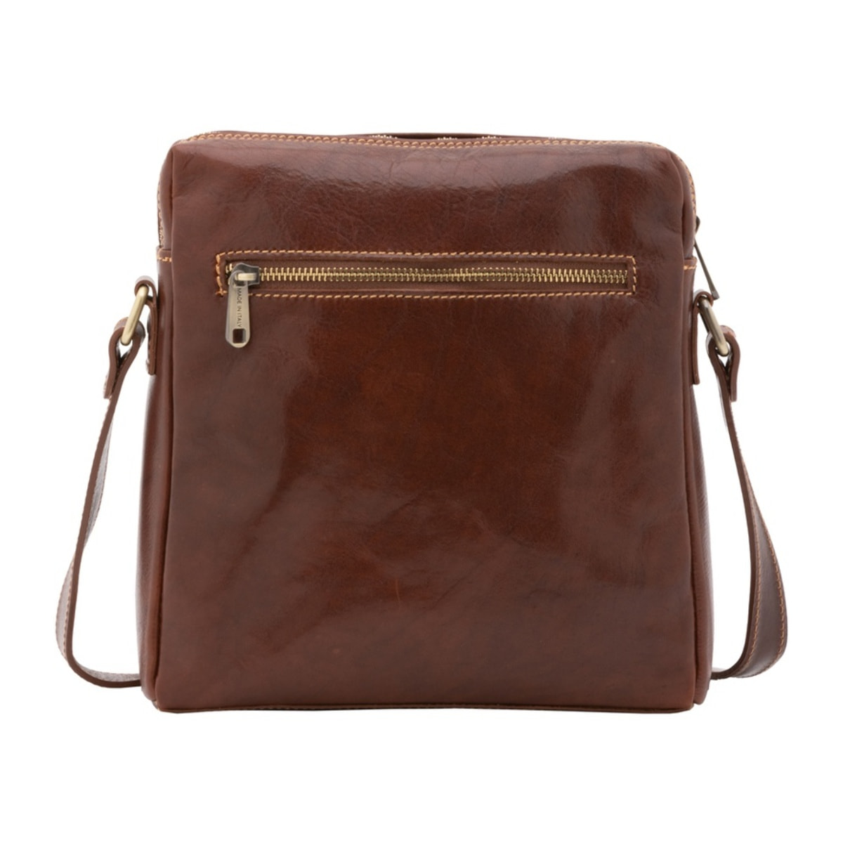 Borsa a tracolla uomo in vera pelle - Modello False - Made in Italy - 26.0 x 25.0 x 6.0 cm