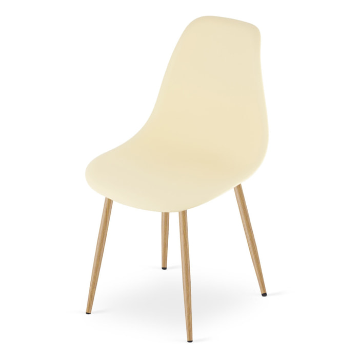 Sedia moderna WAT crema con gambe effetto legno naturale