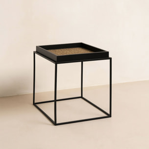 Meuble d'appoint en noix de coco et pieds en métal noir LAMAI