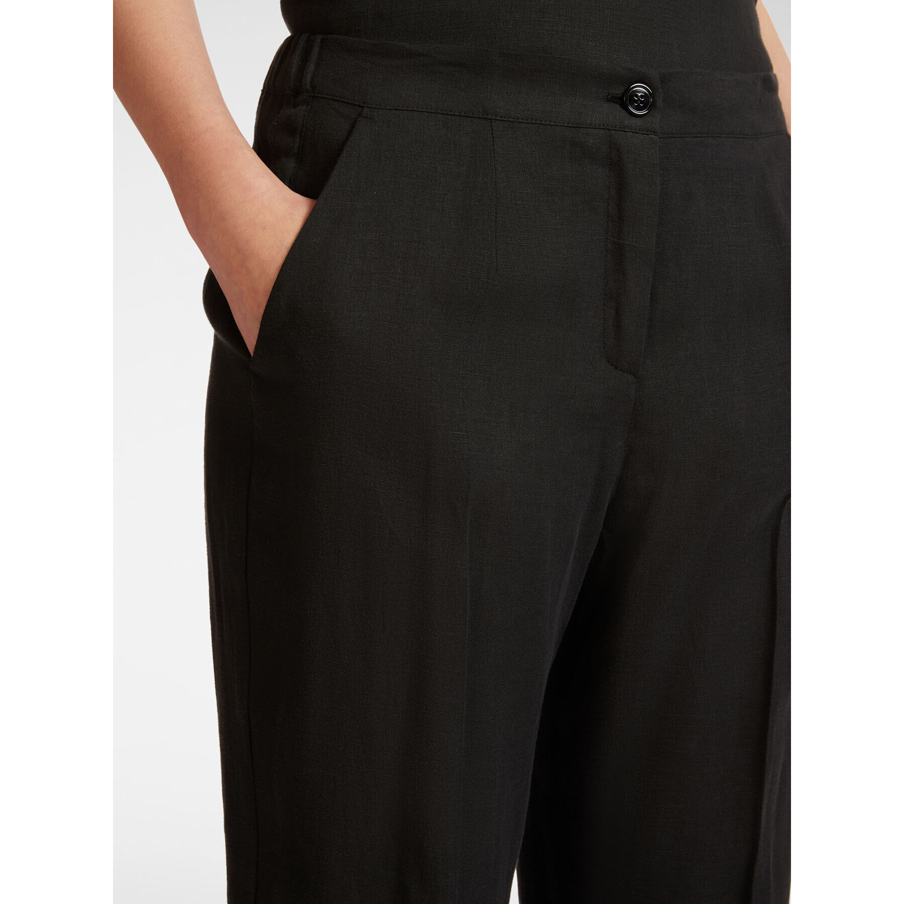 Elena Mirò - Pantaloni relaxed fit in lino - Nero
