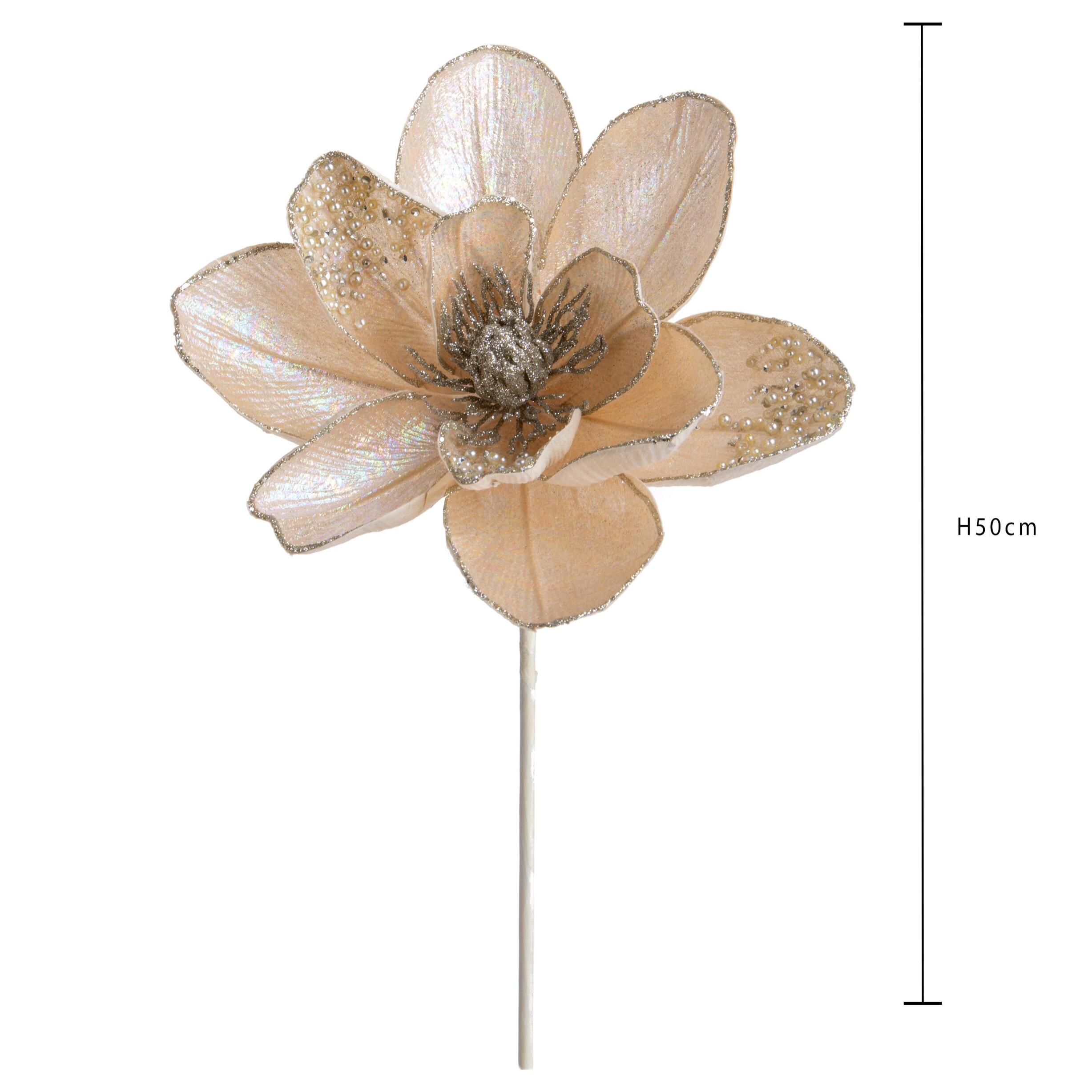Magnolia con perle e glitter - Pezzi 12 - ORO - Bianchi Dino SpA
