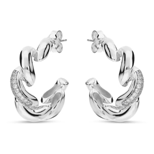 Orecchini Maglia San Marco in Argento 925 placcato Rodio con Pavé di Cubic Zirconia
