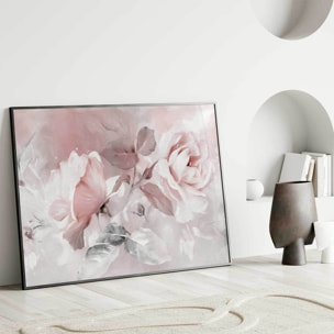 Affiche encadrée roses aquarelle pastel Affiche + cadre en métal - Noir