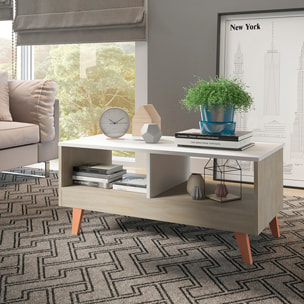 Mesa de centro – Roble claro y blanco