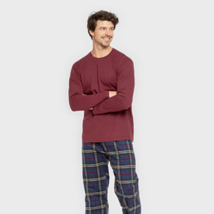 Pigiama uomo in flanella cuadro tejada bordeaux