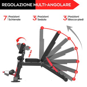 Kinetix - Panca da Fitness Multifunzione Pieghevole 62,5x89,2 cm Con Elastici Inclinabile in Acciaio Nero