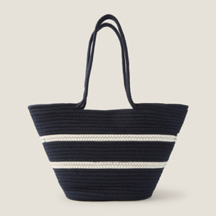 Capazo playa cuerda algodón Aixa color azul oscuro