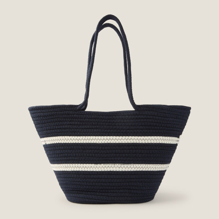 Capazo playa cuerda algodón Aixa color azul oscuro