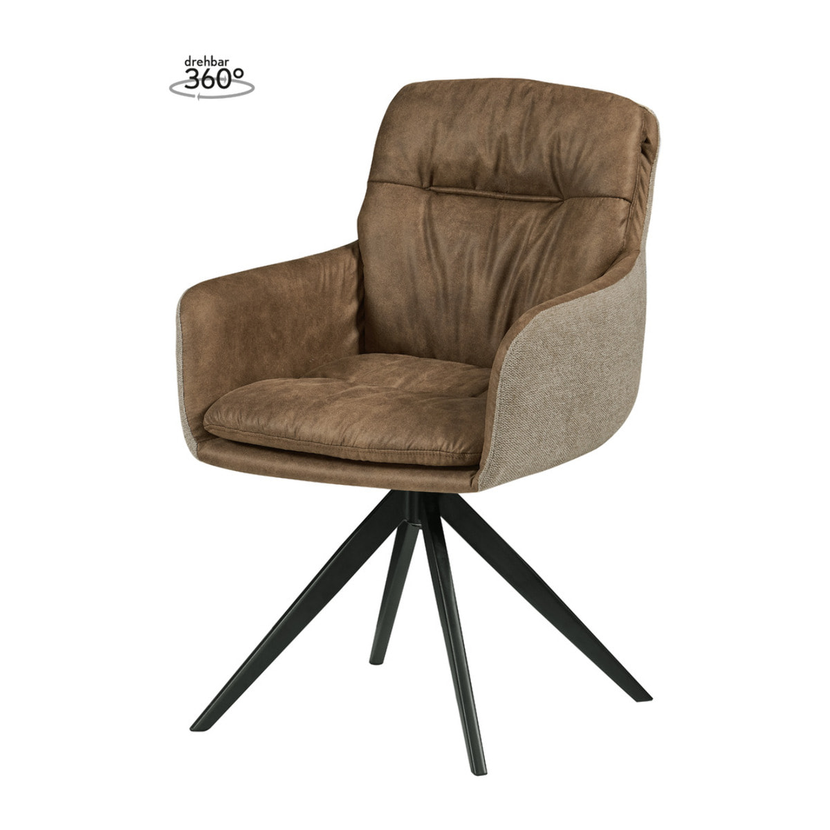 Sedia girevole Dian 100 in tessuto marrone