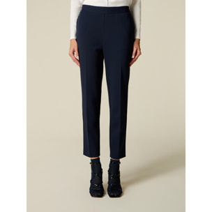 Oltre - Pantaloni regular in tessuto crêpe - Blu