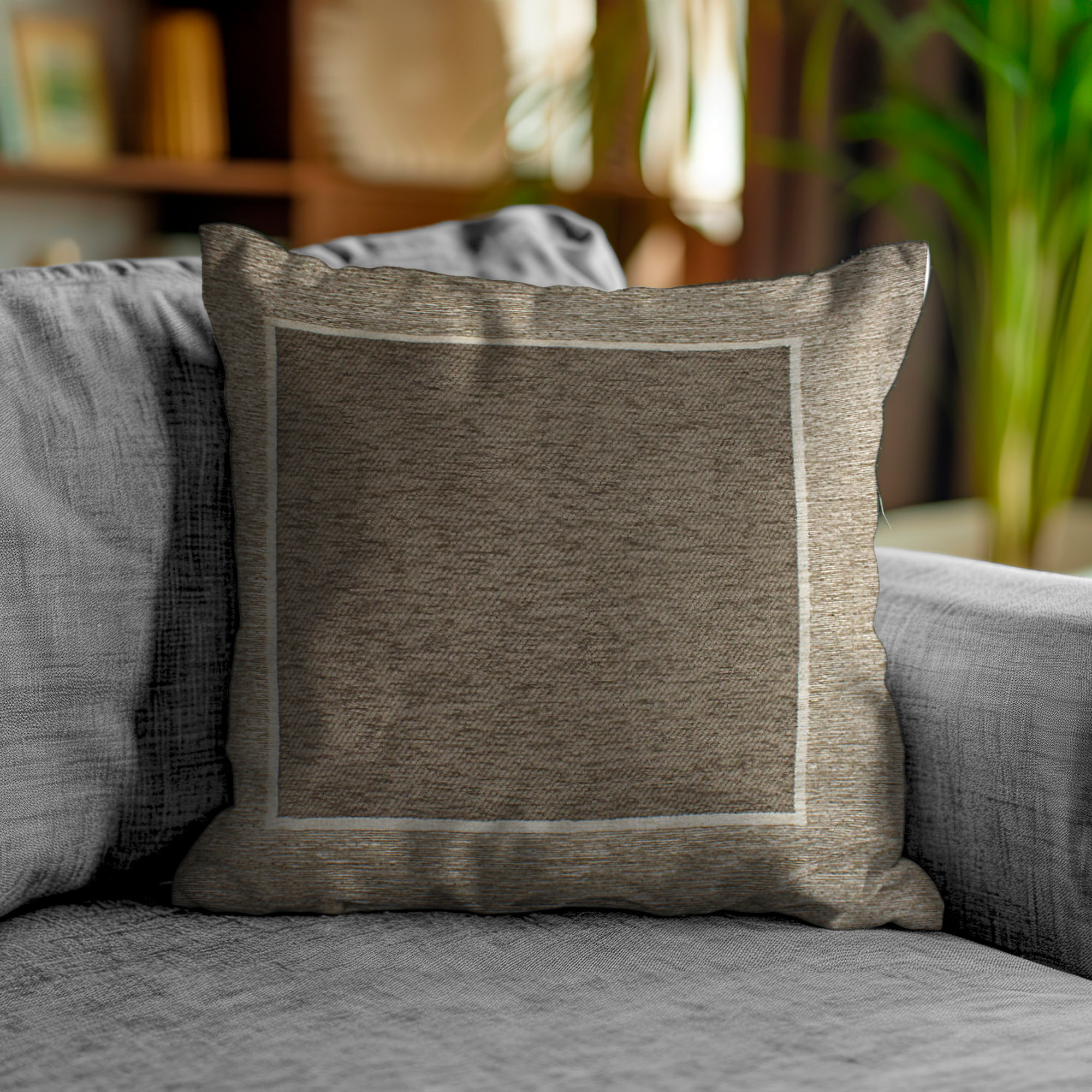 COPPIA CUSCINI ARREDO JACQUARD SFODERABILI 50X50 CM ROMA GRIGIO CALDO SCURO