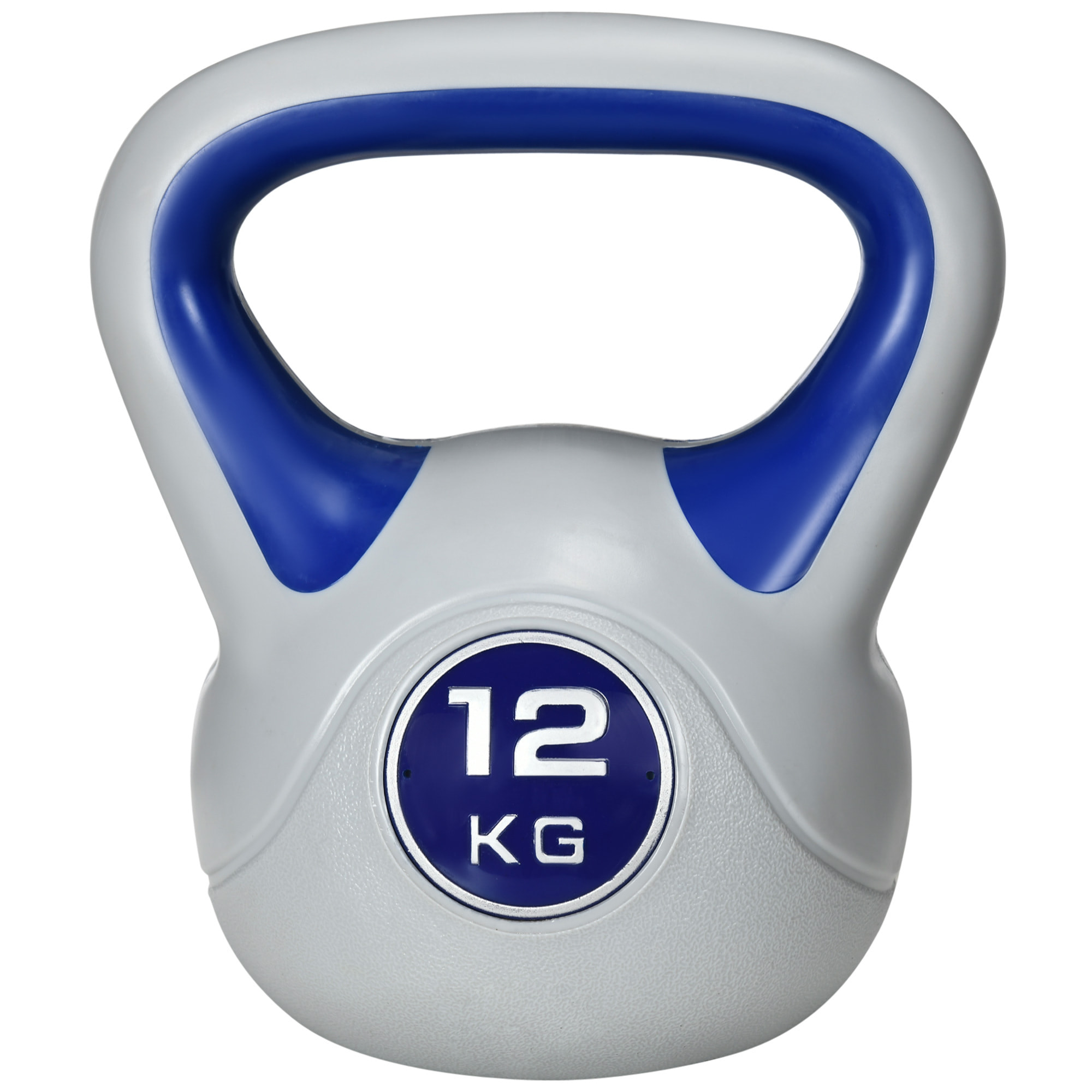 Kettlebell 12 Kg - haltère boule - poignée ergonomique - PU gris bleu