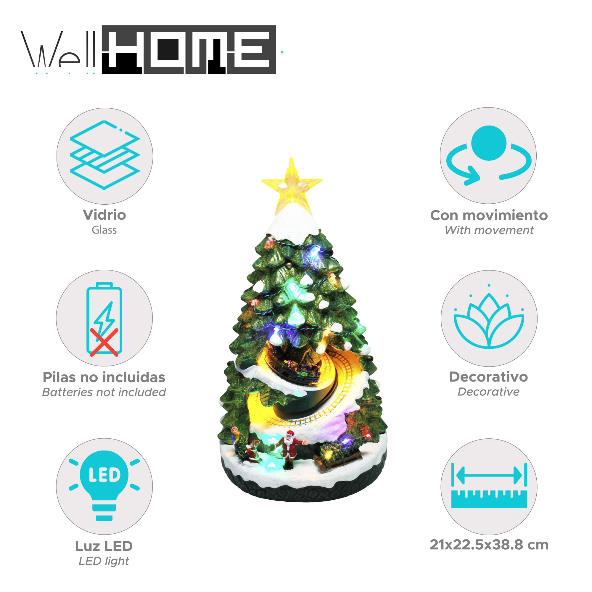 Árbol navideño con luces led y movimiento 21x22,5x38,8cn