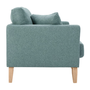 Canapé scandinave déhoussable 2 places en tissu vert de gris et bois clair OSLO