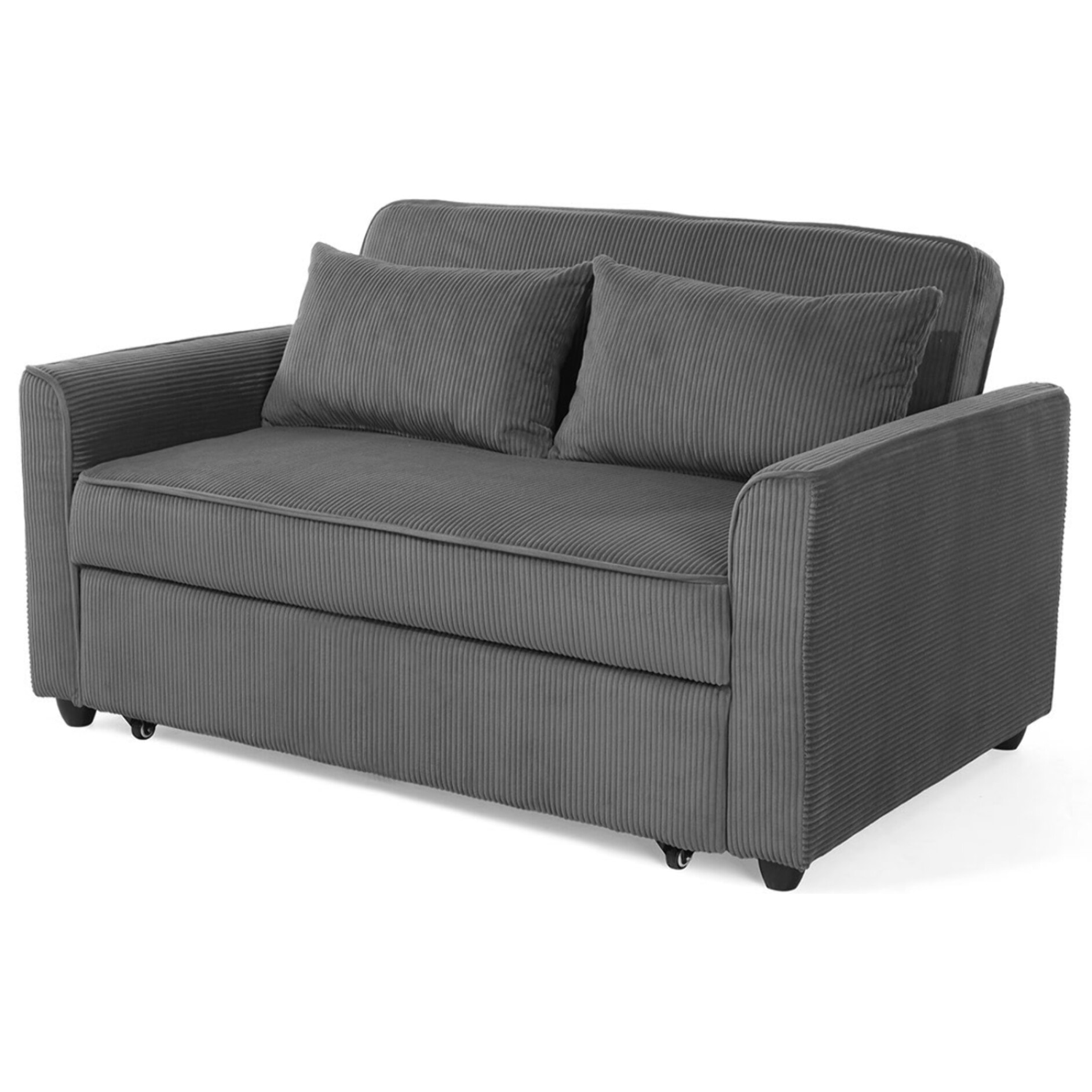 Ernest - Canapé droit 2 places convertible en velours côtelé - Gris