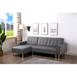 Canapé d'angle convertible et réversible "Theo"- 4 places - Gris
