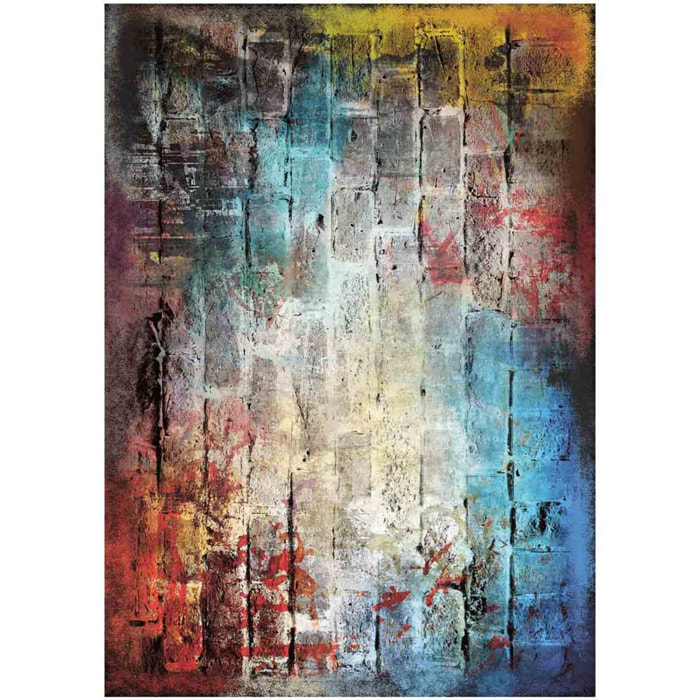 Tappeto arredo salotto soggiorno camera, stile moderno contemporaneo stile urban city graffiti multicolore