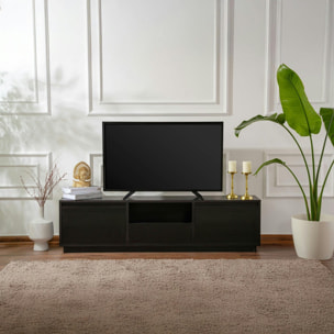 Meuble TV noir avec rangement - effet bois MARFA