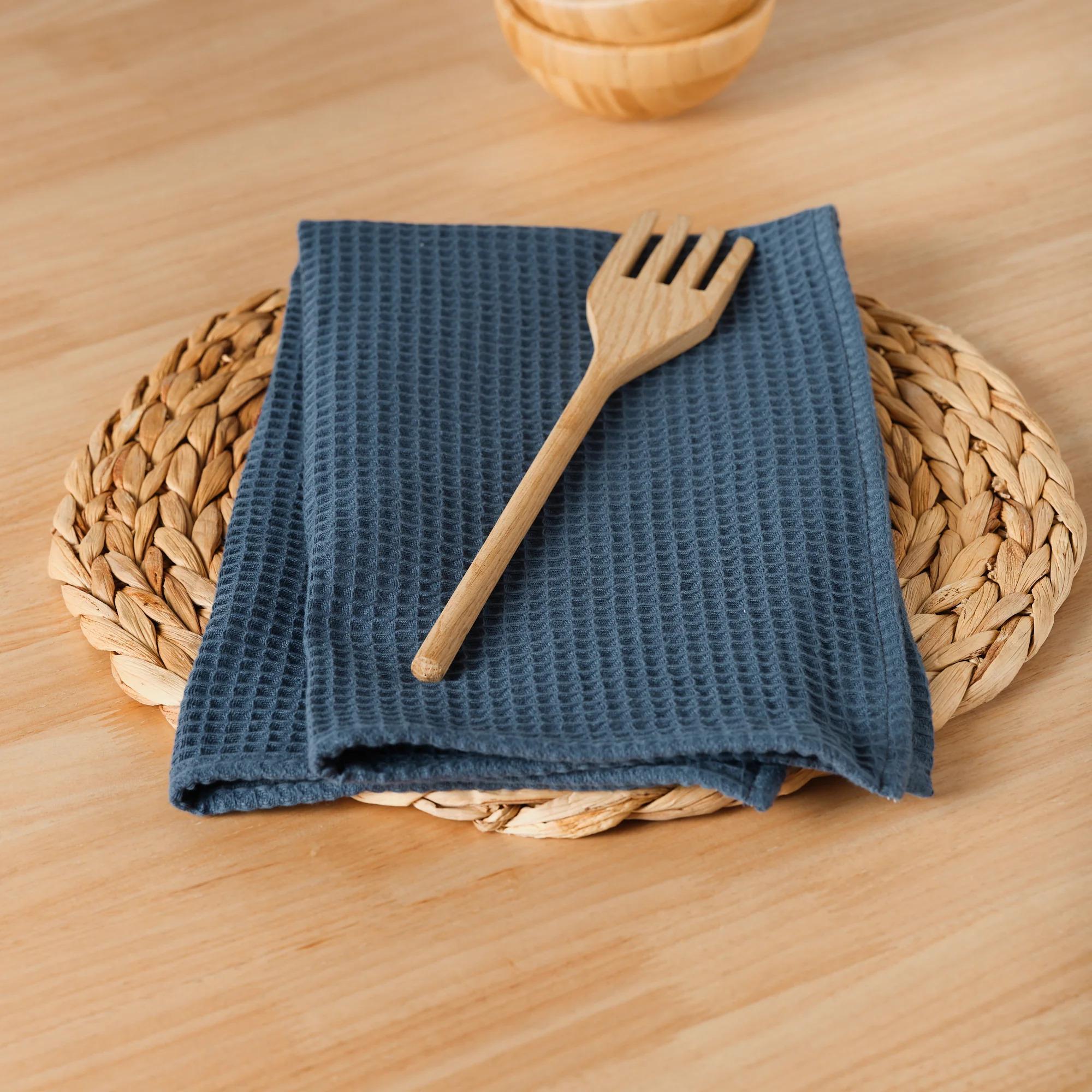 Pack 2 serviette Waffle Bleu Majolica 45x45 cm