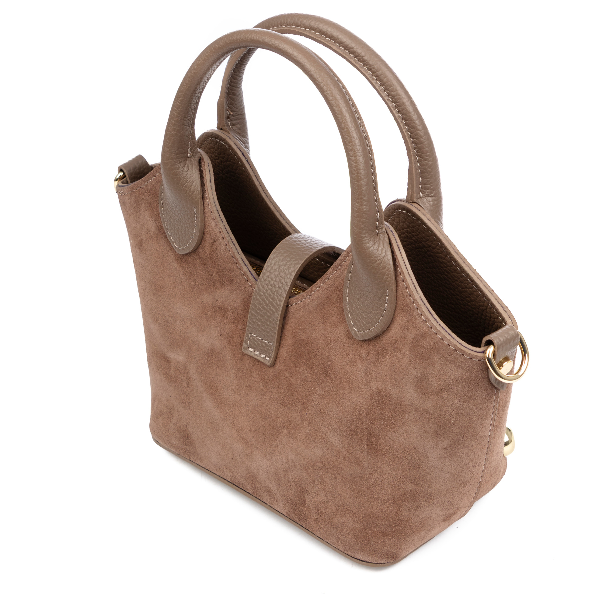 Barzanò Bolso de mano Mujer. Piel auténtica Gamuza con detalles metálicos.