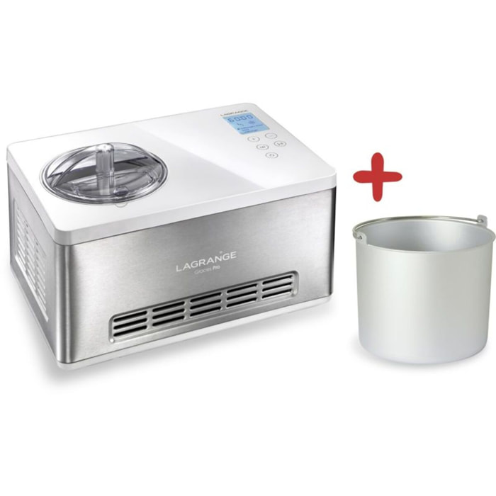 Turbine à glace LAGRANGE Glaces Pro 2L double cuve 419022