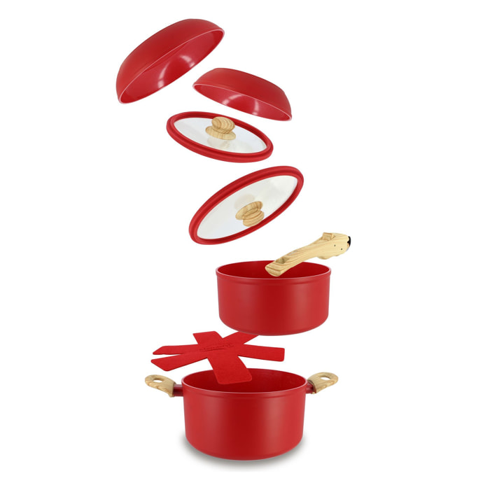 Batterie de cuisine amovible 8 pièces magenta en aluminium recyclé COLORAMA