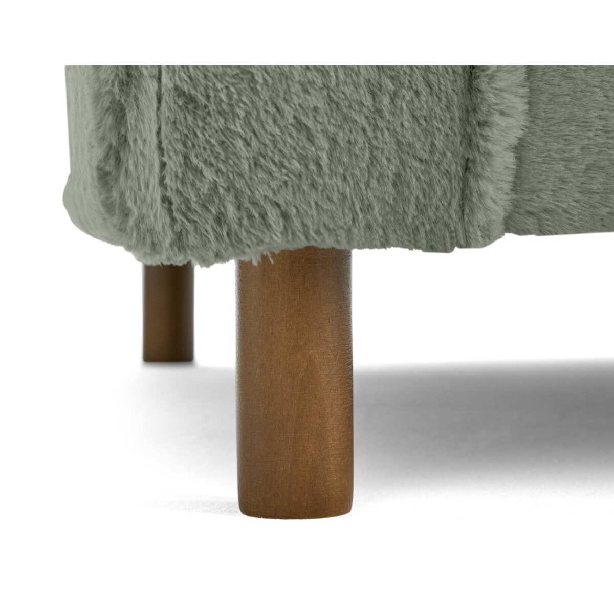 Jake - pouf en fausse fourrure - pieds en bois foncé - Vert