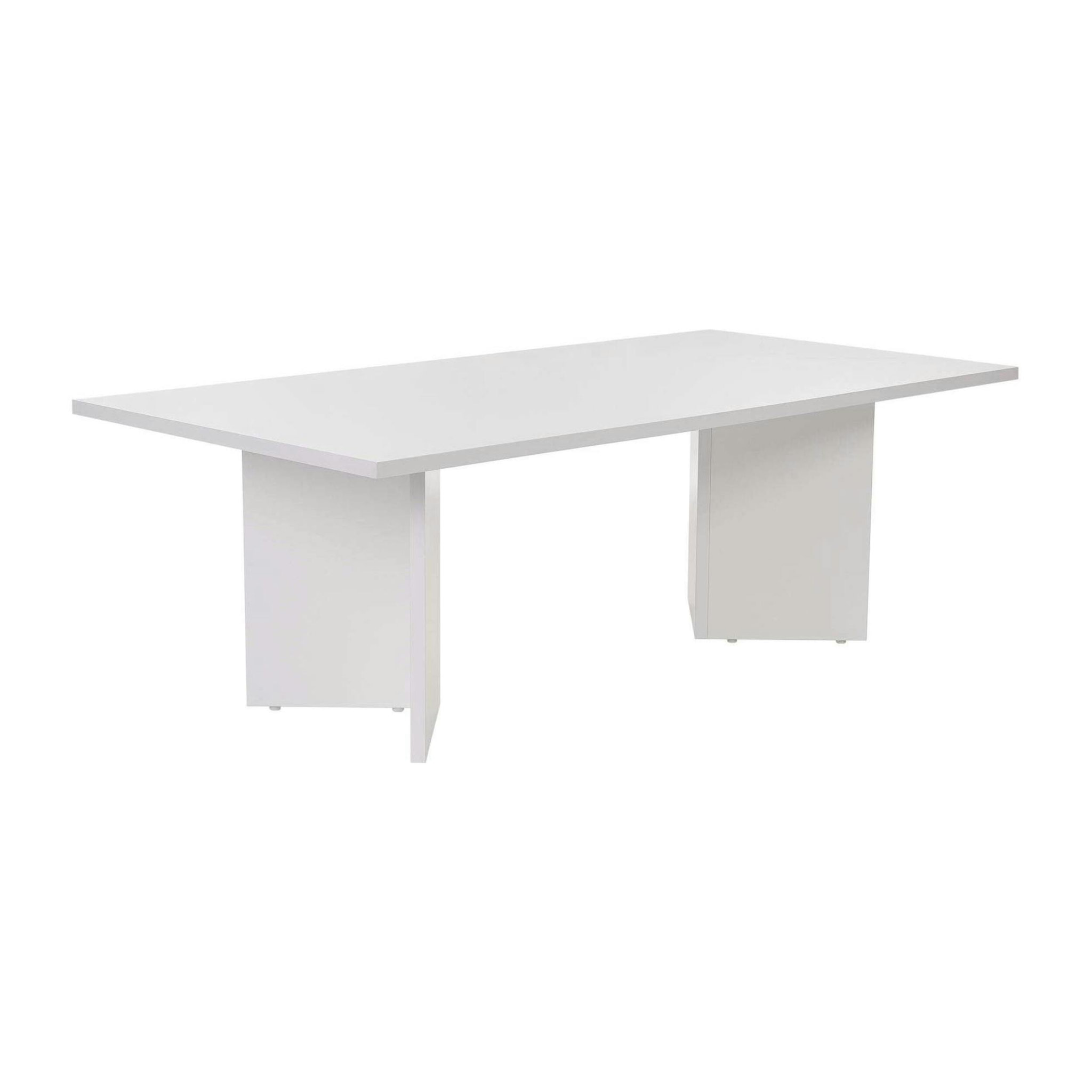 Table basse moderne blanche effet laque - pieds en V MARFA