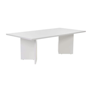 Table basse moderne blanche effet laque - pieds en V MARFA