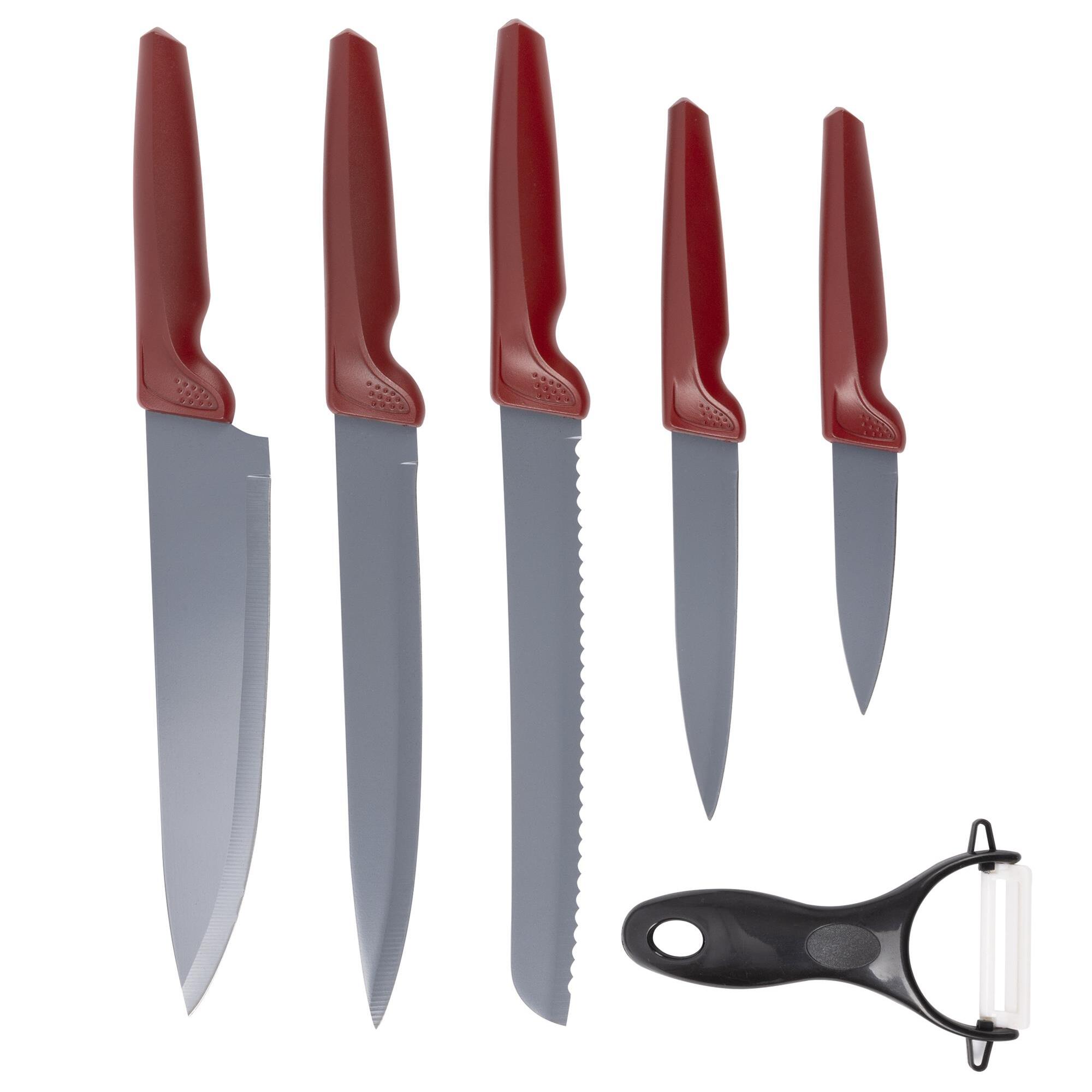 Juego de 5 cuchillos + pelador en acero inoxidable maple san ignacio