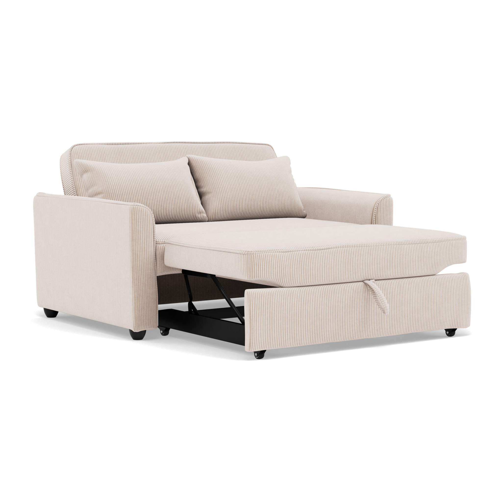 Ernest - Canapé droit 2 places convertible en velours côtelé - Beige
