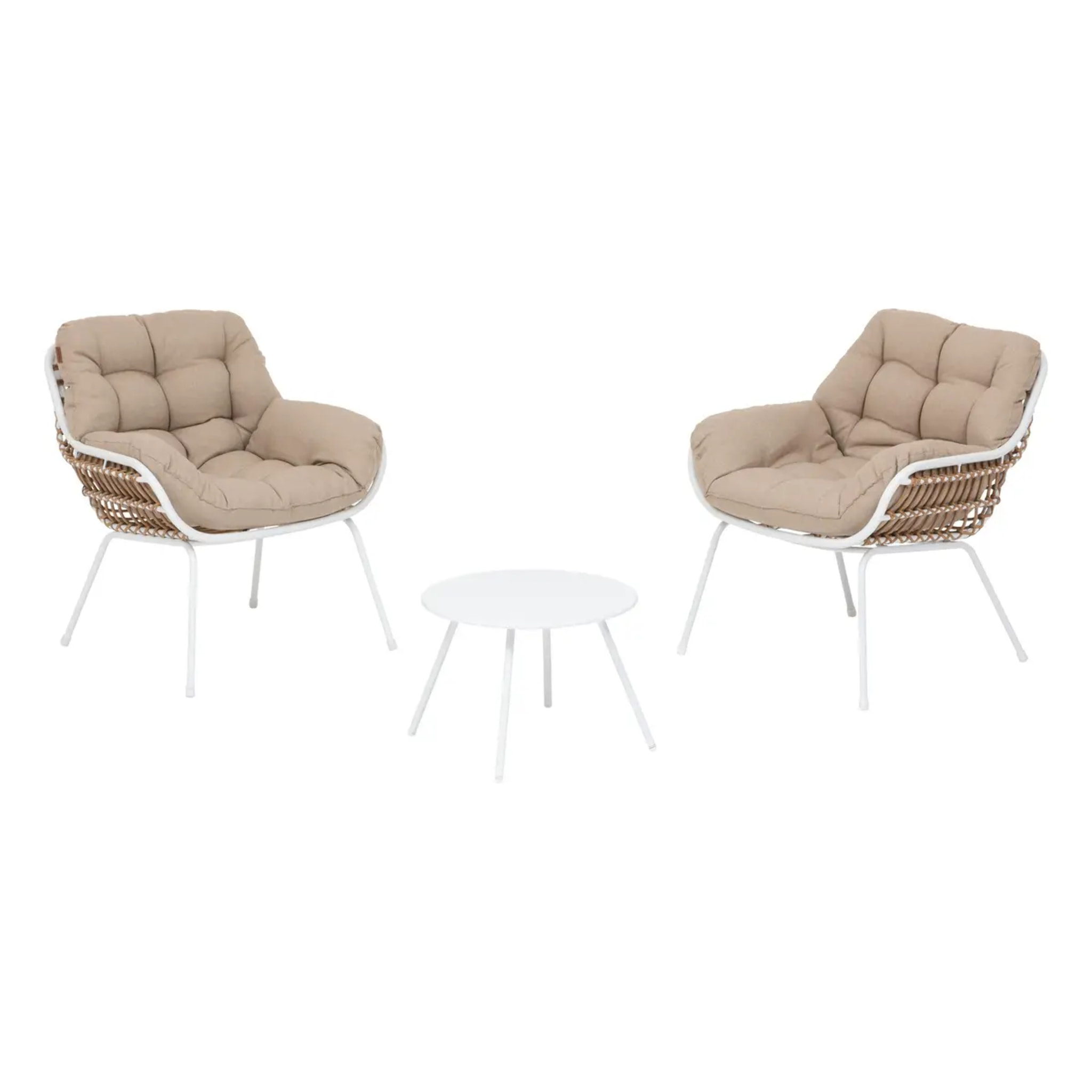 Salon de jardin duo "Paopao" blanc en acier traité en epoxy 2 places