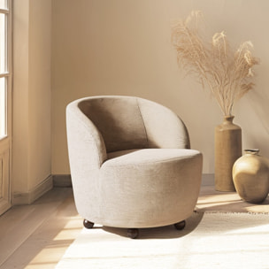 AGATHE - Fauteuil rembourré en tissu taupe