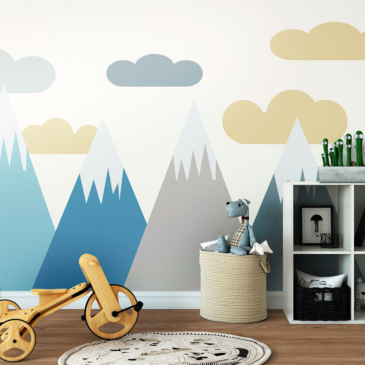 Stickers muraux enfants - Décoration chambre bébé - Autocollant Sticker mural géant enfant montagnes scandinaves VOLKA
